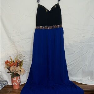Marineblu Black and Royal Blue Maxi Dress